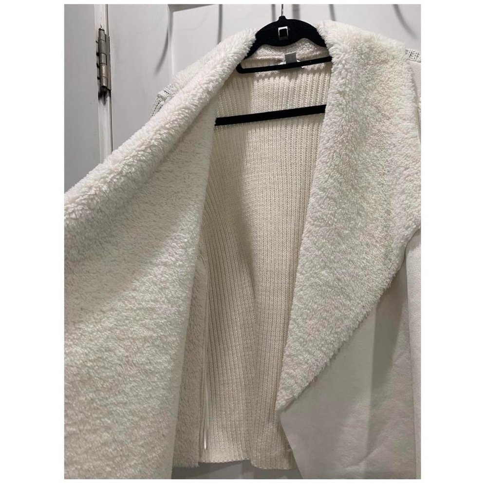 Croft & Barrow Chic White Mixed Material Sweater Cardigan